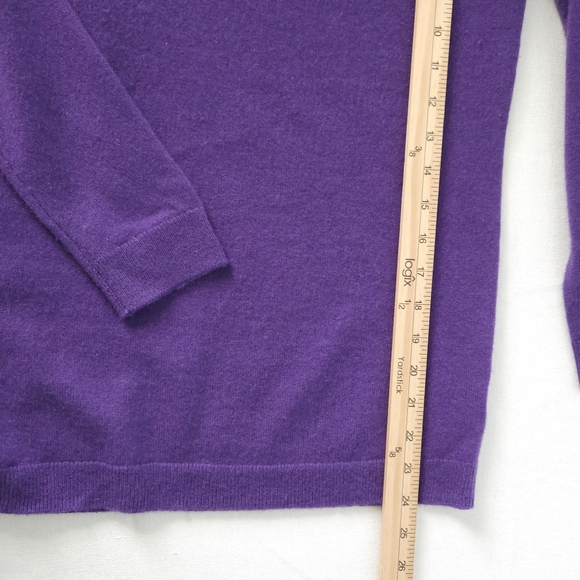 Talbots Petites 100% Cashmere V-Neck Sweater PM Purple Luxury Soft Knit New - Picture 8 of 9